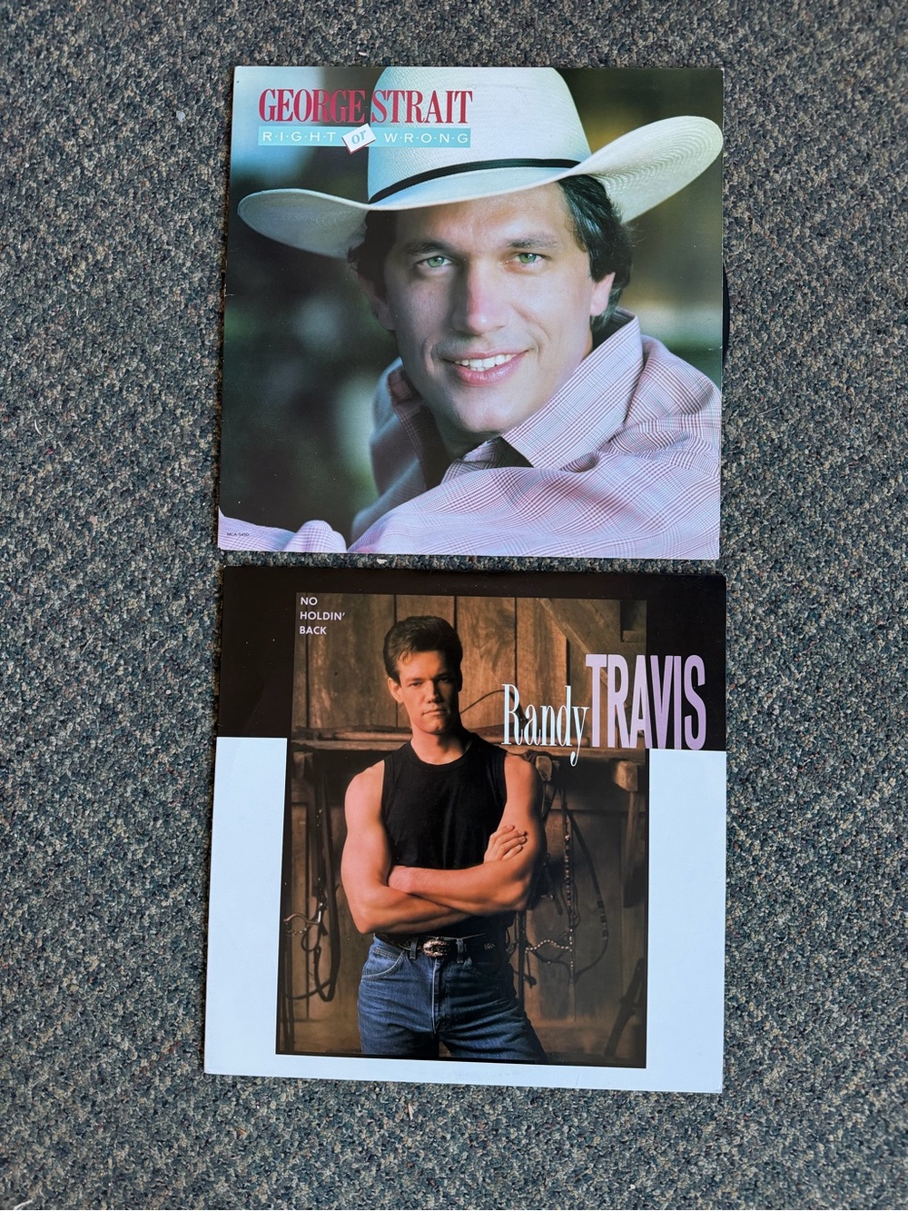 Vintage Randy Travis and George Straight Vinyl Records